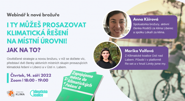 Webinář k brožuře Zapojujeme města do klimatických řešení 2: Návod pro obyčejné občan(k)y